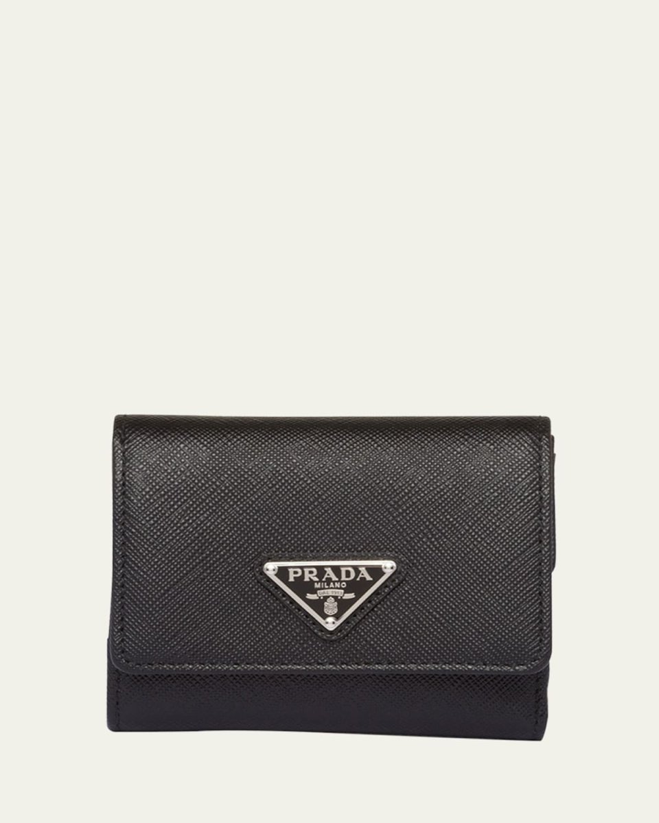 Compact Trifold Saffiano Leather Wallet